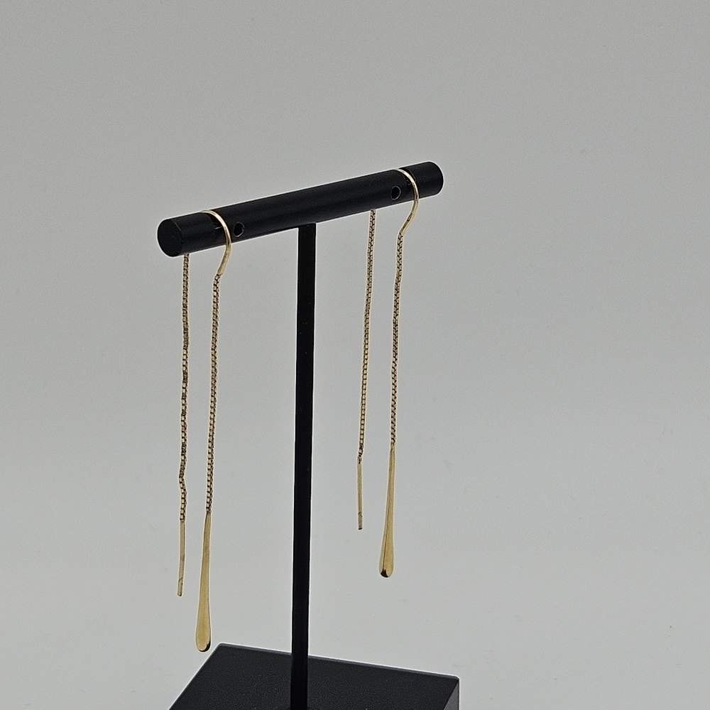 gold wash sterling silver long threader chain dangle earrings